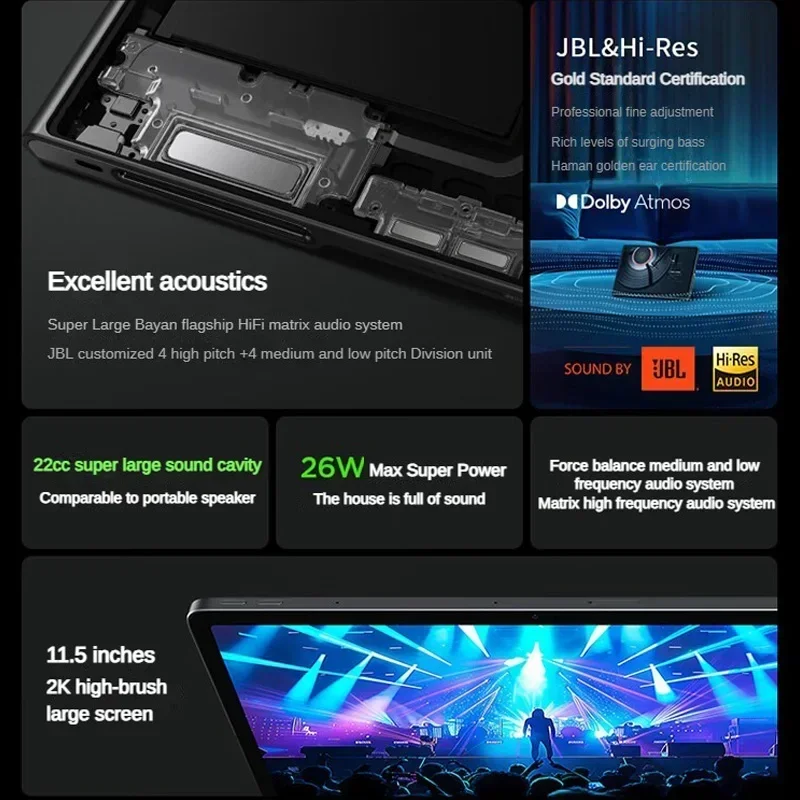 Lenovo Tab Plus 2024 Xiaoxin Pad Studio Android Tablet 8G 128G Portable Speaker Audio JBL and Dolby Atmos speakers 3