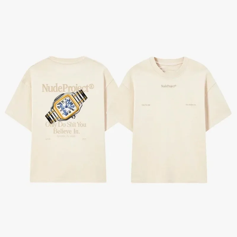 Fashion trend new hot-selling fashion printing nude project men's and women's vacation T-shirt brand street short-sleeved top