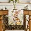 Easter Bunny Butterfly Eggs Flowers Linen Table Runner Holiday Party Decor Spring Kitchen Dining Table Runner Easter Decorations 2