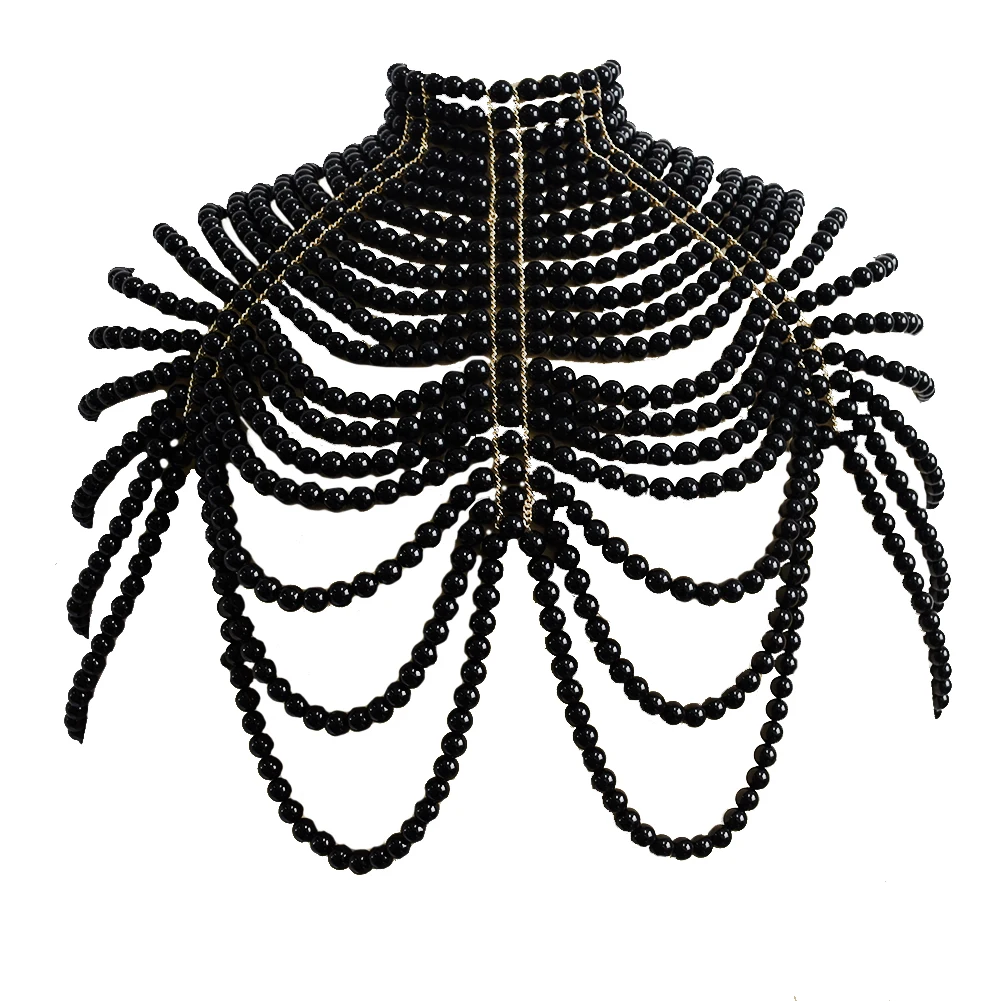 Body Jewelry Sexy Women's Pearl Body Chain Bra Adjustable Size Shawl Necklaces Collar Shoulder Fashion Tops Chain Necklaces Body Jewelry