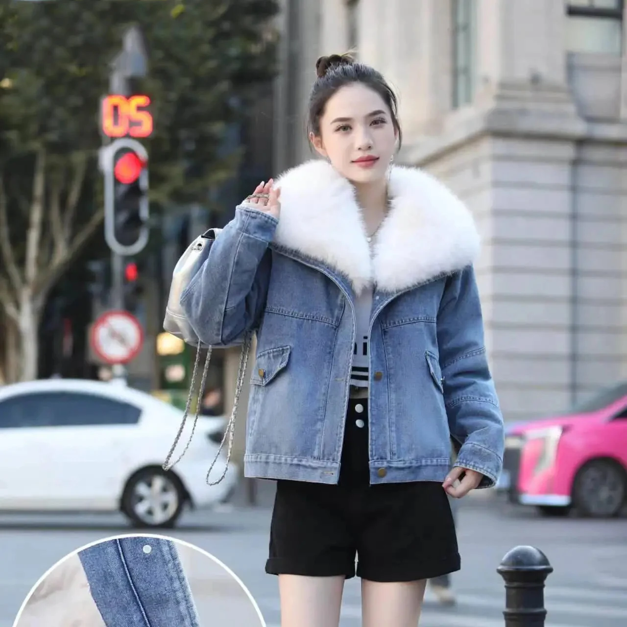 

2024 Winter Imitation Fox Fur Jacket Women's Overcoat Loose Detachable Cowboy Fur Coat To Overcome Female Warm Down Jacket