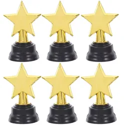 Set of 6 Gold Star Trophies with Large Base for Celebrations & Recognition (6pcs)
