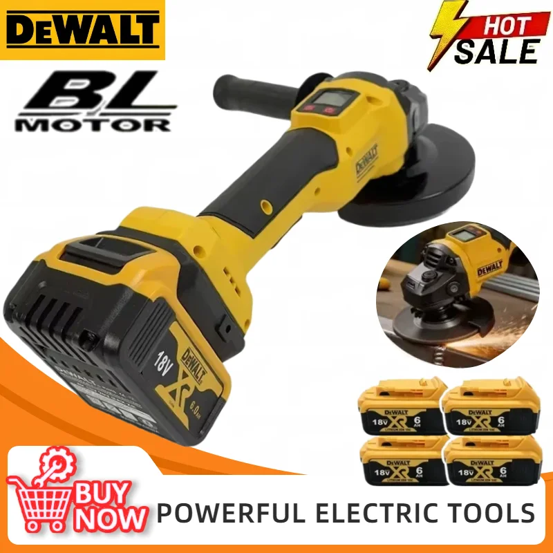 DeWalt 브러시리스 전기 앵글 그라인더 125mm 디지털 디스플레이 금속/목재 연마 연삭 무선 그라인더(DeWalt 배터리용)