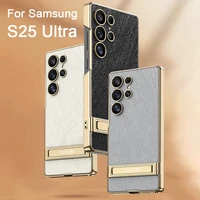 GKK Cross Grain Leather Holder Case For Samsung Galaxy S25 S24 Ultra Luxury Plating Protective Cover For Galaxy S25 Ultra Case 1
