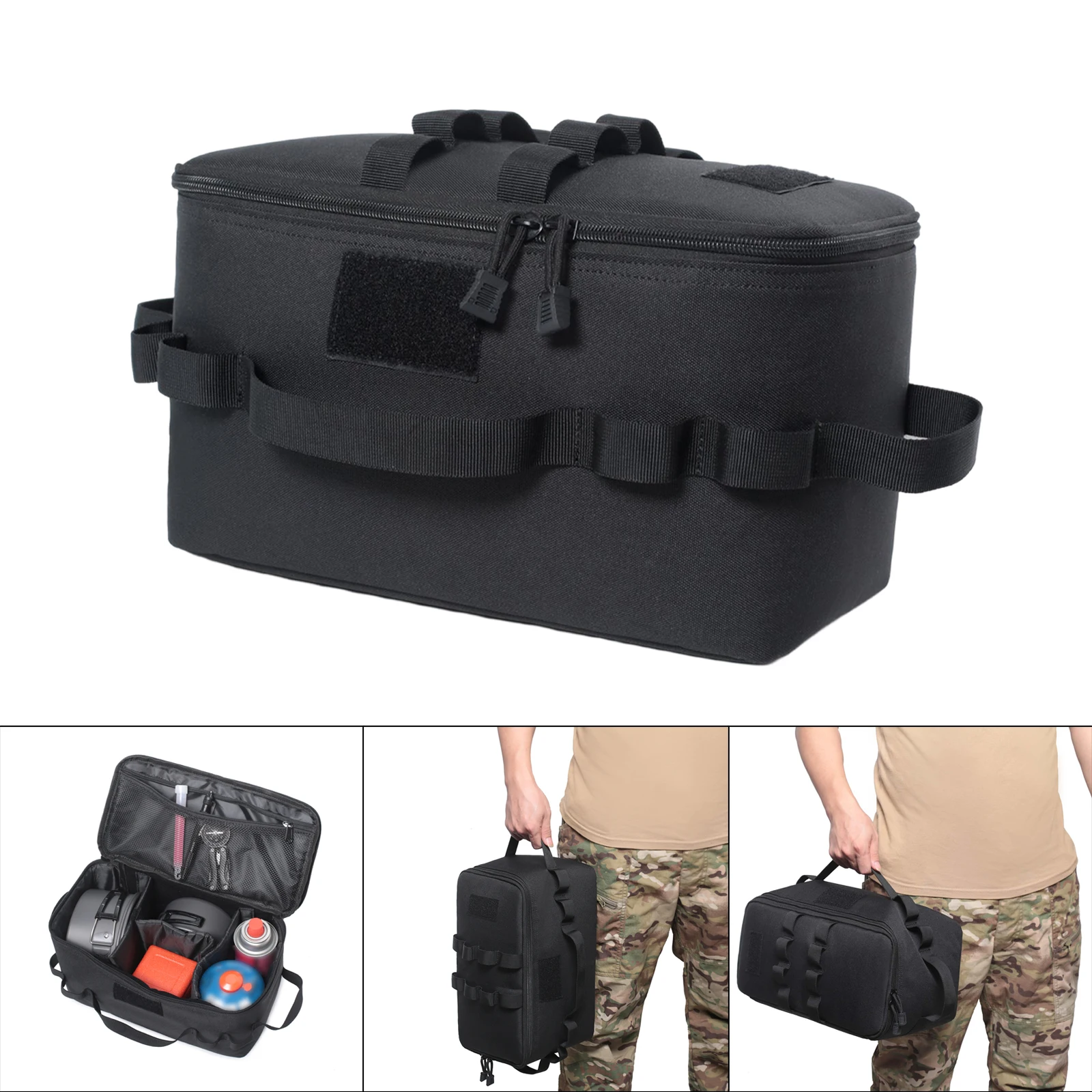 Outdoor Camping Gas Tank Storage Bag Large Capacity Ground Nail Tool Bag Gas Canister Picnic Cookware Utensils Kit Organizer
