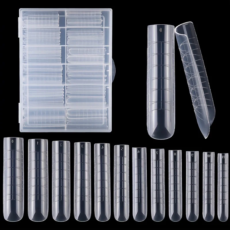 120Pcs Clear Full Cover Dual Nail System Uv Gel Acrylic Nail Art Scale U-Shaped Tips Extension