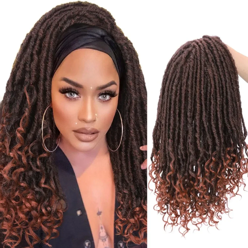 Dreadlocks Headband Wig Synthetic Braided Lce Silk Hairband Wig For Black Women Crochet Hair Tail Curl Dirty Braid Daily Use