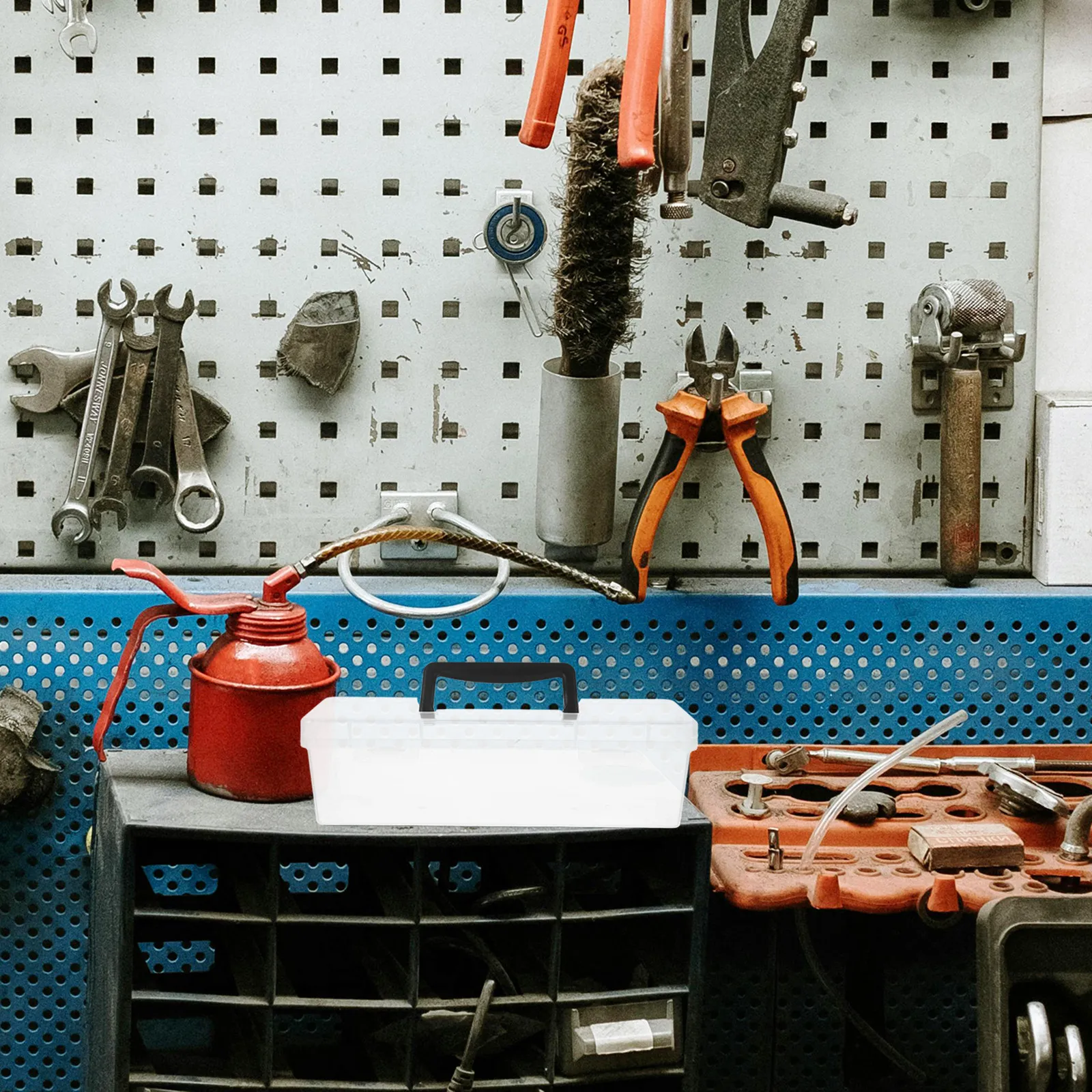 소형 부품 정리함 케이스 휴대용 투명 뚜껑 30x9.7x8.6cm 다용도 보관함 (너트, 볼트, 나사, 하드웨어용)