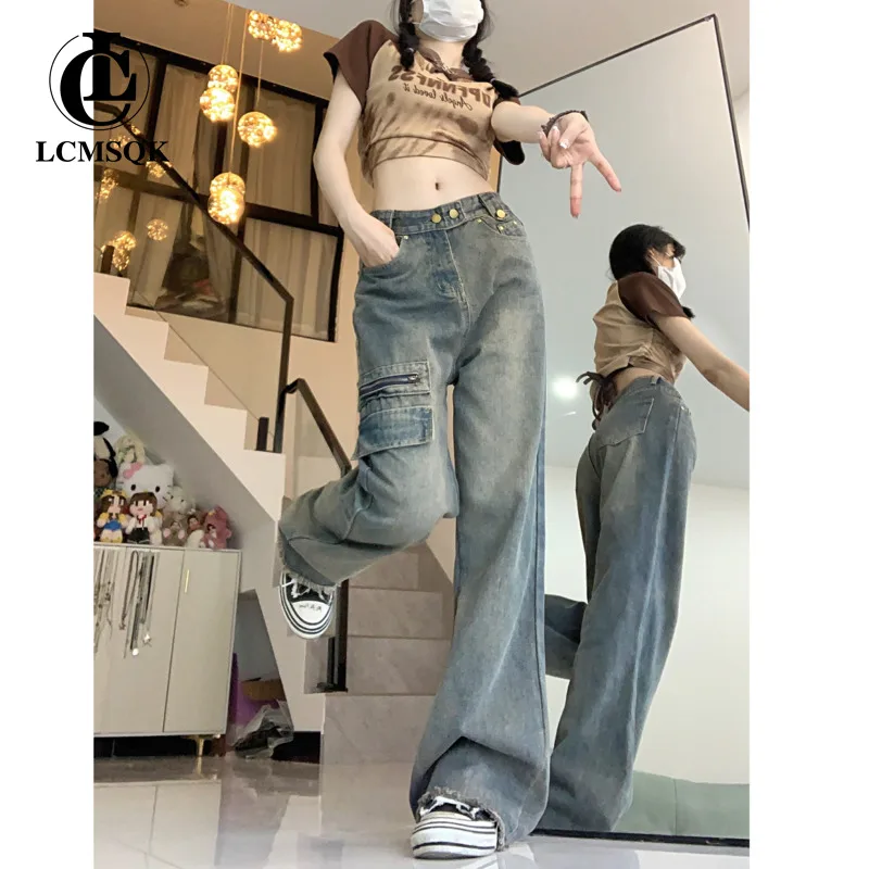 

Female Clothing Vintage Jeans Woman High Waist Y2k Denim Women's Jeans 2023 Trend Korean Fashion Newjeans Streetwear Pants Baggy