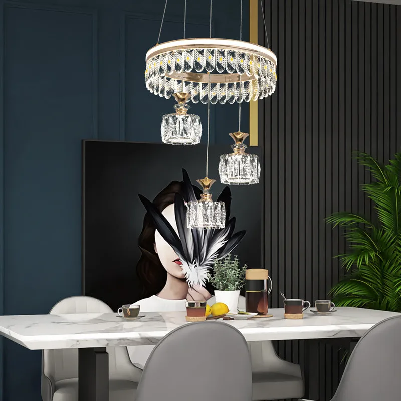 

Светодиодная хрустальная люстра, Роскошная лампа для столовой, коридора, крыльца, кабинета, бара, прикроватный светильник