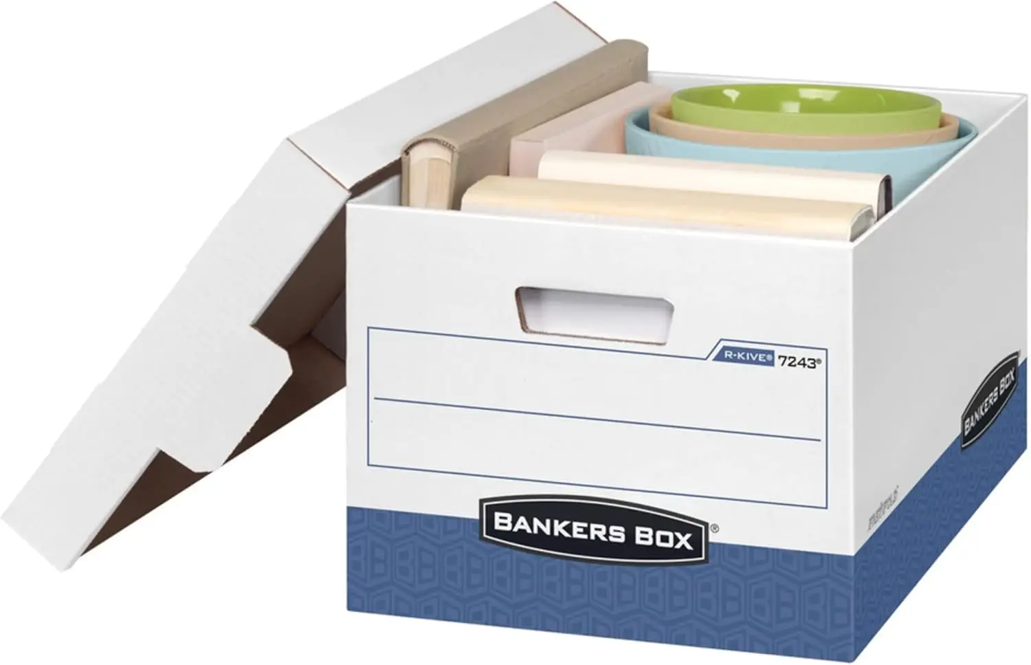 Bankers Box 20 Pack R-KIVE Heavy-Duty File Storage Boxes, FastFold, Lift-Off Lid, Letter, White/Blue