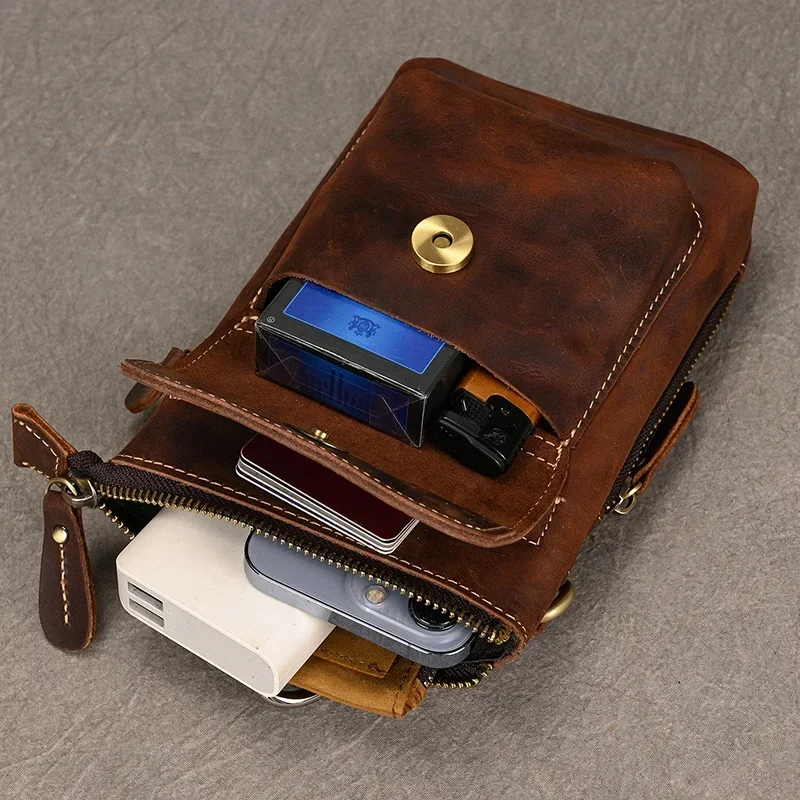 Genuine Leather Men's Waist Bag Fanny Pack