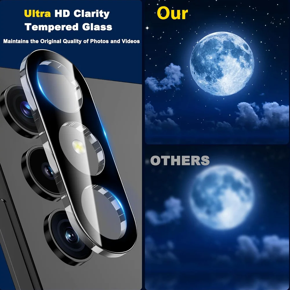 2-Pack Crystal Clear 3D Curved Camera Lens Tempered Glass Protector