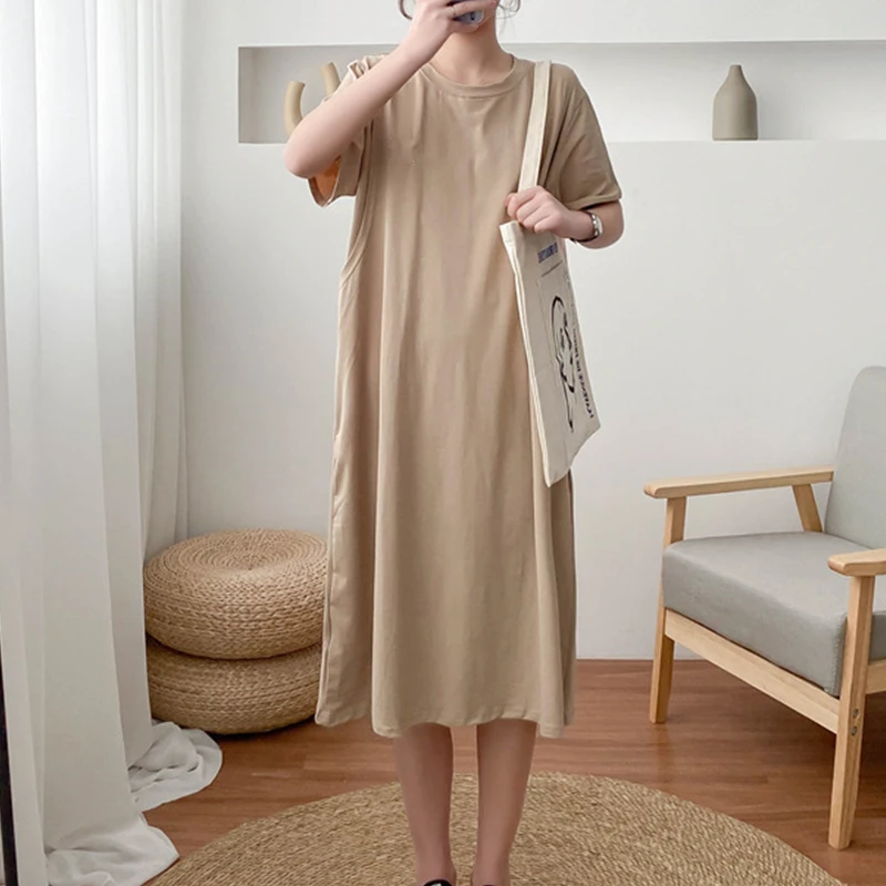 Maternity Simple Pure Color Breastfeeding Dress Long Skirt Short Sleeve Cotton Maternity Dresses Pregnant Women Clothes Tops 5 S74f9dbb42dfc47bf95c0f38ffe950f41S
