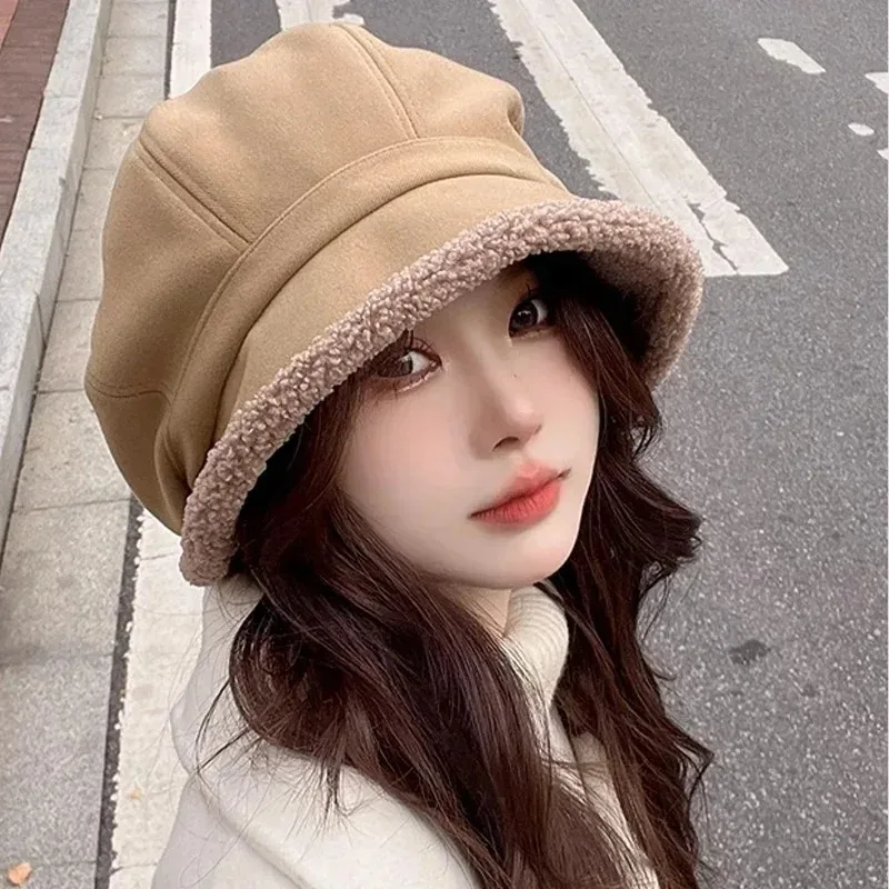 여성용 레트로 단색 벨벳 팔각형 베레모 모자, 두꺼운 따뜻한 하이 퀄리티 캐주얼 모자, 패션 액세서리, 겨울