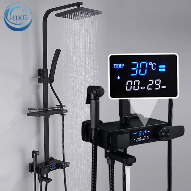 Bathroom Shower Faucet Set Bathroom Faucet Thermostatic Mixing Valve OXG Thermostatic Digital Display Shower Faucet Set Shower Mxer Crane Bath Faucet Bathtub Mixer Taps Bidet