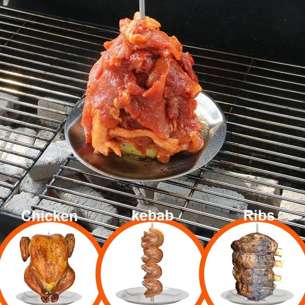 Pastor Skewer Vertical Skewer For Tacos Kebabs With 2 Removable Spikes 8 Inch Rack Moisture-retaining BBQ Grilling Accessory