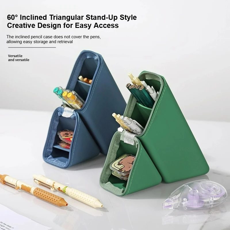 Versatile Silicone Pencil Case with Large Capacity and Stand-Up Design