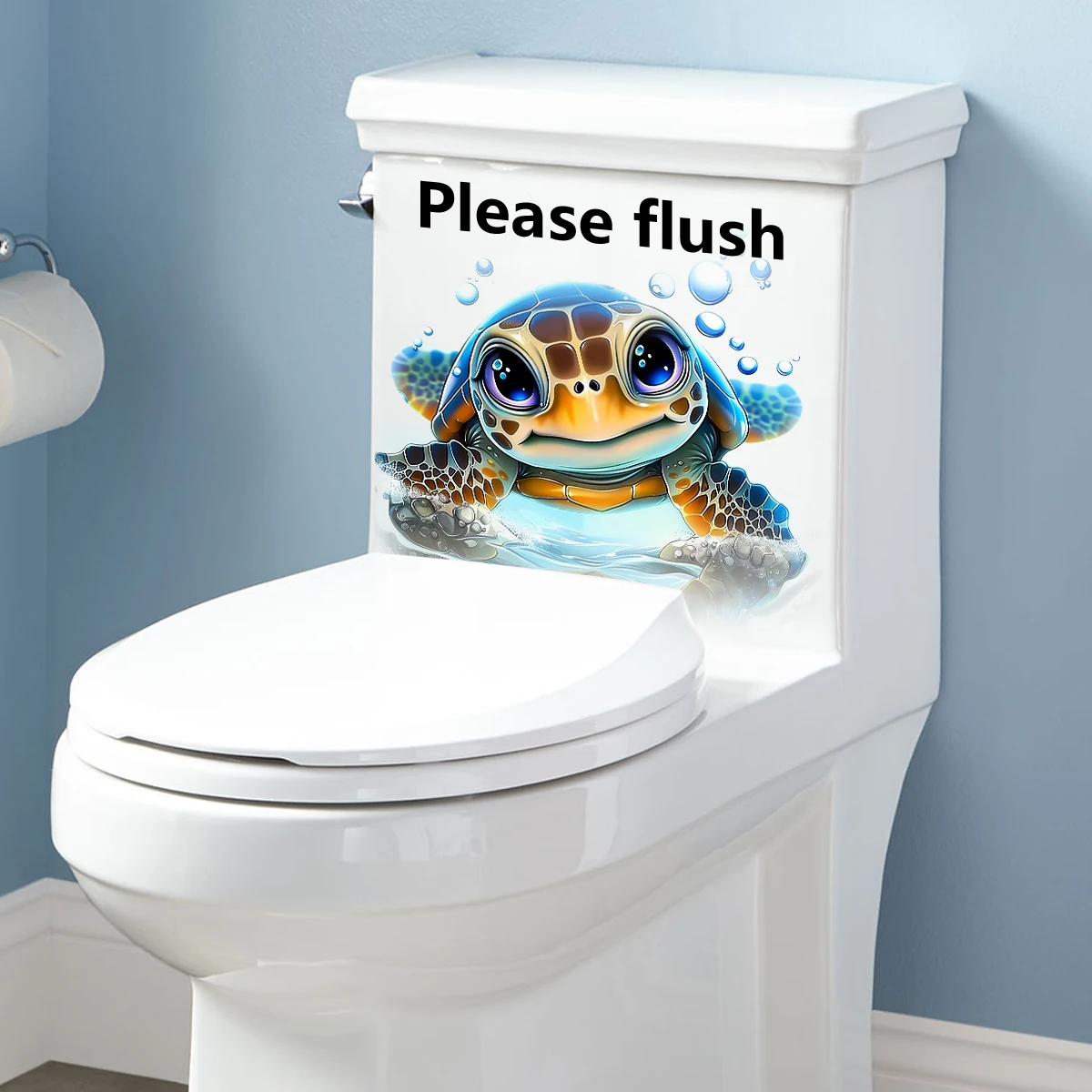 Cartoon Cute Turtle Toilet Stickers Bathroom Toilet Self-Adhesive Stickers