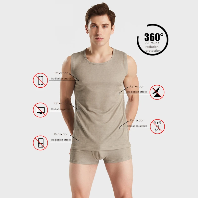 Electromagnetic Radiation Protective Silver Fiber Knitted Fabric Underwear Motor room EMF Shielding Undershirt and Underpants