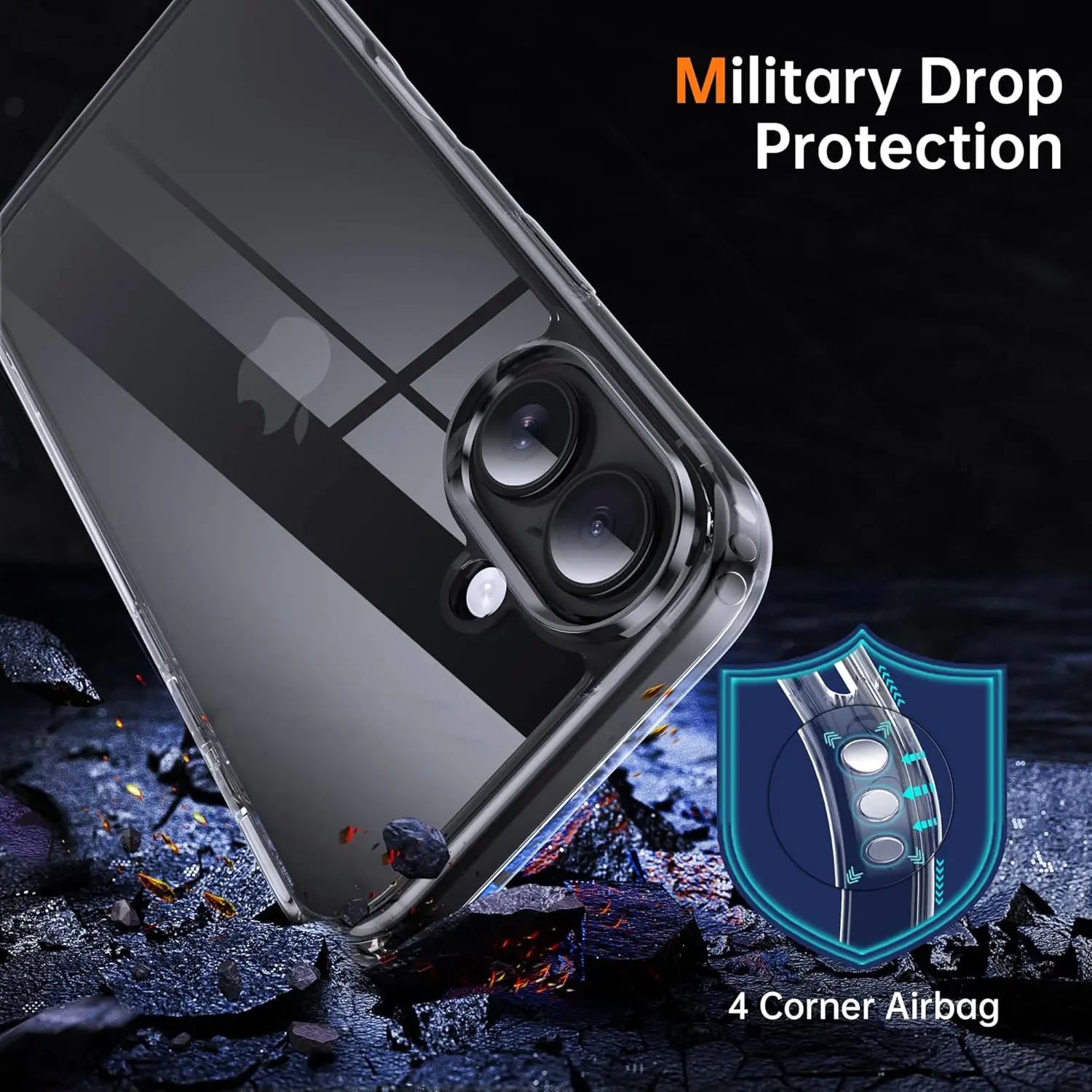 Shockproof Clear Case for IPhone17 Air Pro Max PC+TPU Case Cover Hardness Shell Protective Cover for IPhone17 17Air 17Pro MAX