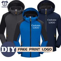 2022 New Outdoor Mountaineering Sports Thick Jacket  Men's Fashion Patchwork Waterproof Fabric Zipper Pocket Hat 1