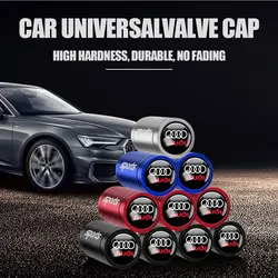 Premium Car Logo Tire Valve Caps - Dustproof Wheel Stem Covers - Black (For Audi)