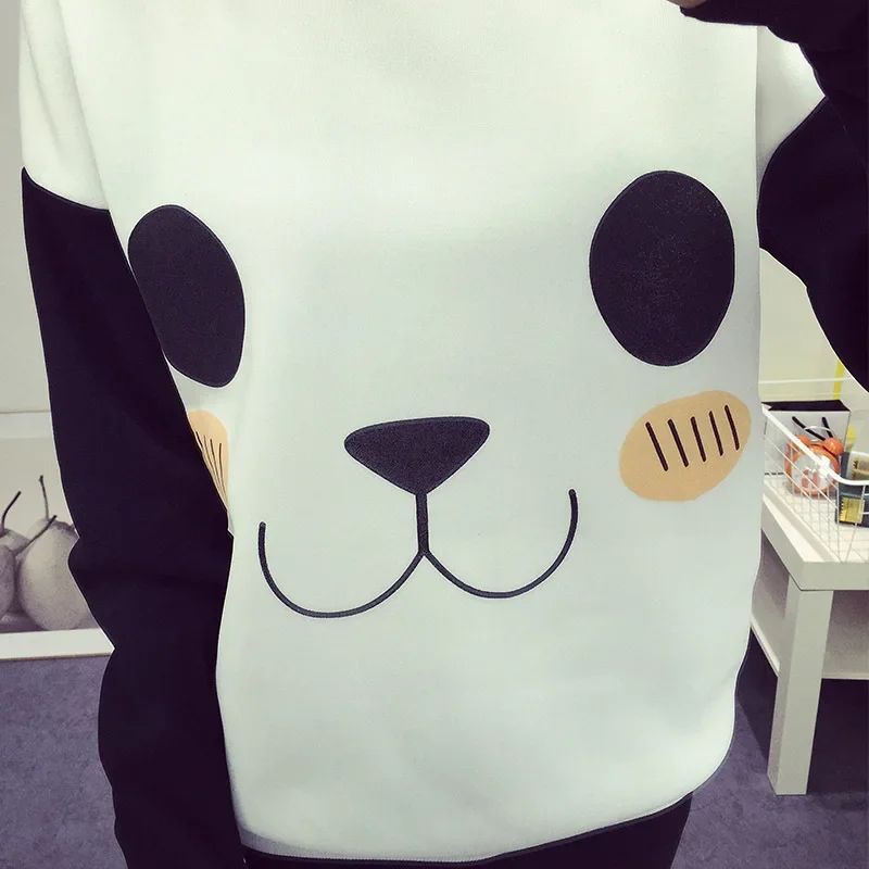 Kawaii Panda Pullovers Women Loose Plush Sweatshirts Indie Harajuku Style 2024 Spring Auutmn New Fashion Loog Sleeve Pullovers