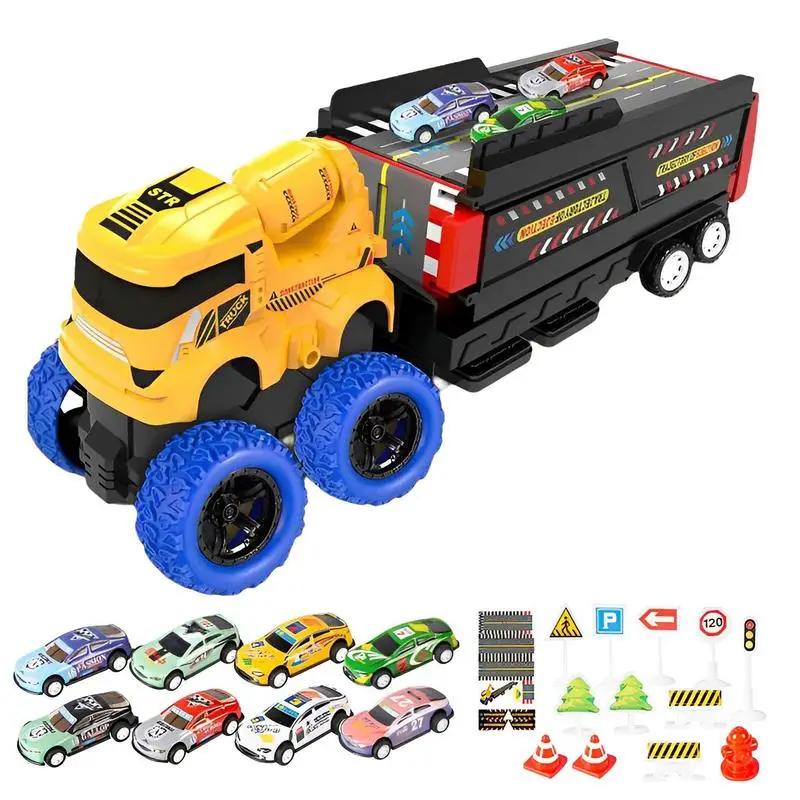 

Car Carrier Toy Mega Hauler Truck With Ejection Race Track Transport Truck Car Toys With 8 Race Car Toys Toy Truck Transporter