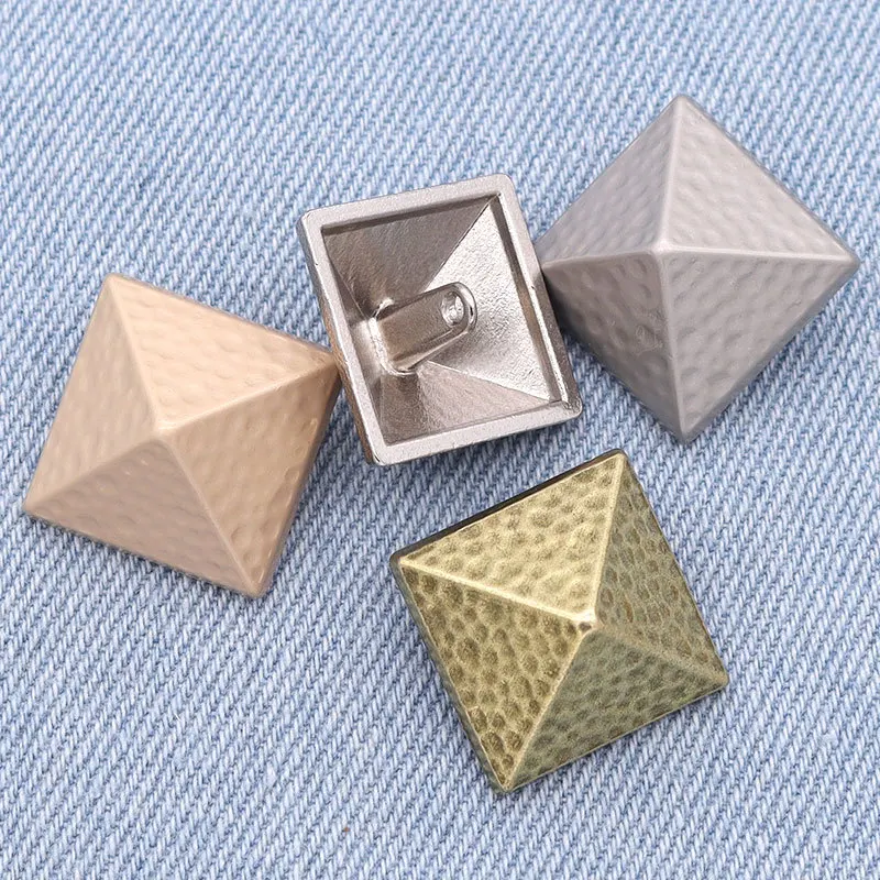 10PCS Wholesale Square Metal Buttons High-grade Sweater Coat Fashion Clothing Vintage Buttons 4
