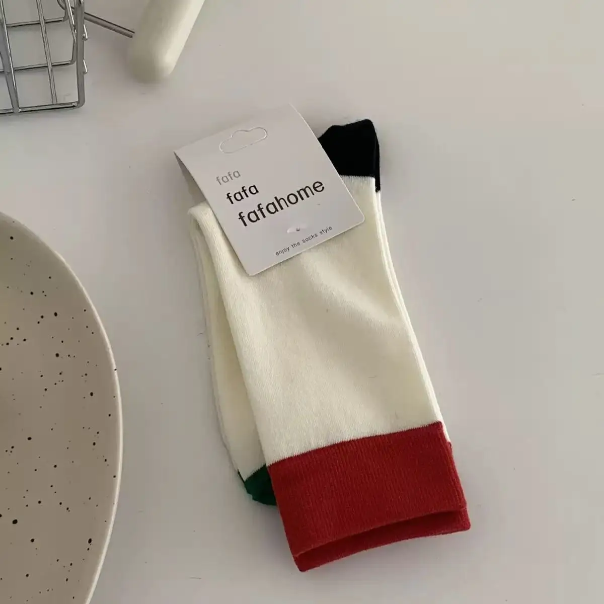 New women's socks for spring and summer in Ins, Dongdaemun, South Korea, with colorful stripes and color blocking throughout the - 5