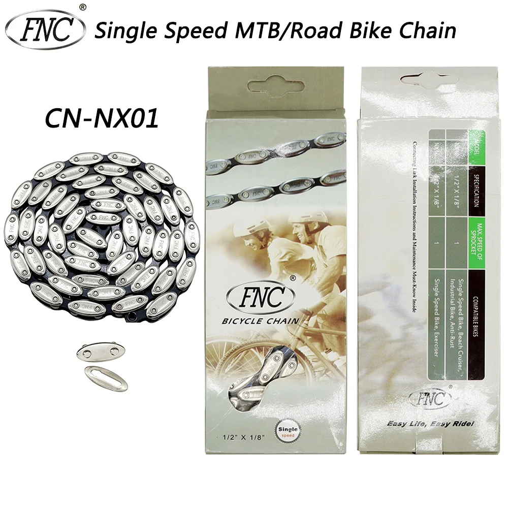 

FNC CN-NX01 Single Speed Bicycle Chain 98 Links Bikes Olive Chain Fixed Gear Mountain Road Bike Chain with Magic Button