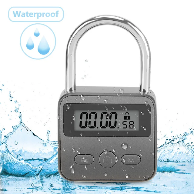 A42Z-Smart Time Lock LCD Display Electronic Timer Switch USB Rechargeable Timer Padlock Travel Electronic Timer 3