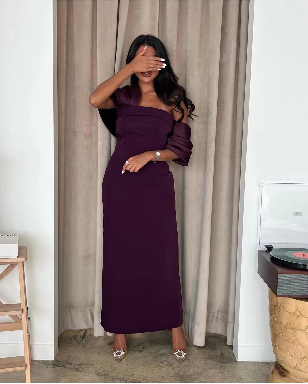 

Other Shore Purple Evening Dresses Off Shoulder Bow Mermaid Women Party Simple Oufits Dress Saudi Arabic 2023 فساتين السهرة