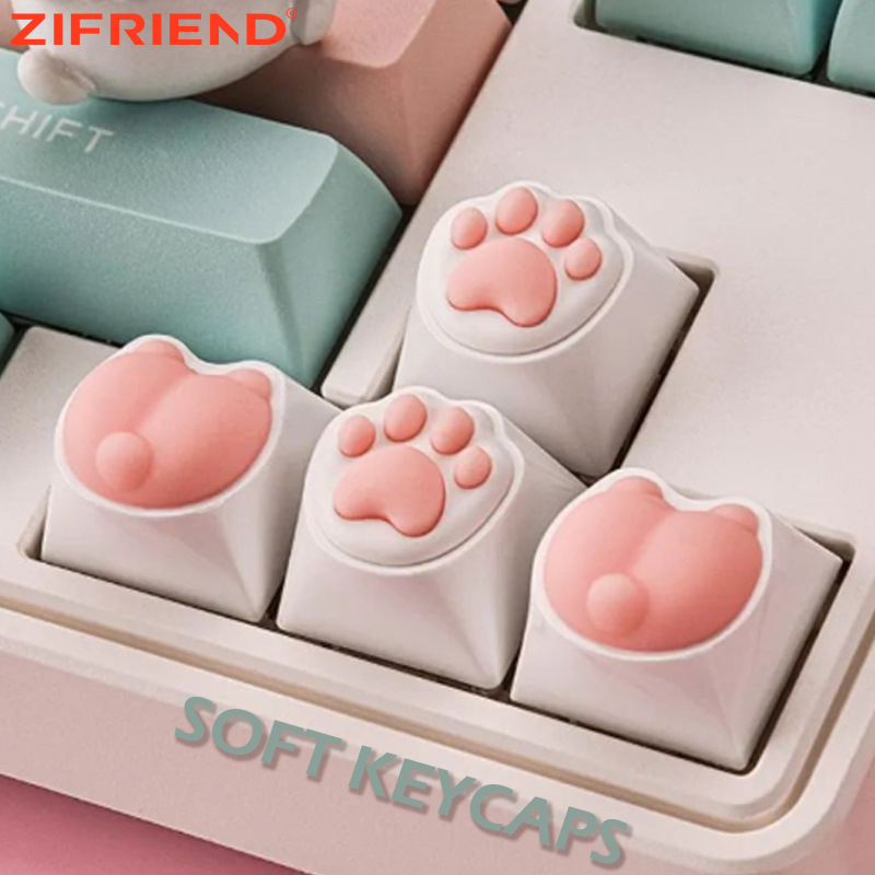 ZIFRIEND Cat Paw Corgi Buttock Keycaps For Mechanical Keyboard DIY Custom 3D Animal Key Cap Cherry Mx Switch Alice80 JJK84 IK75