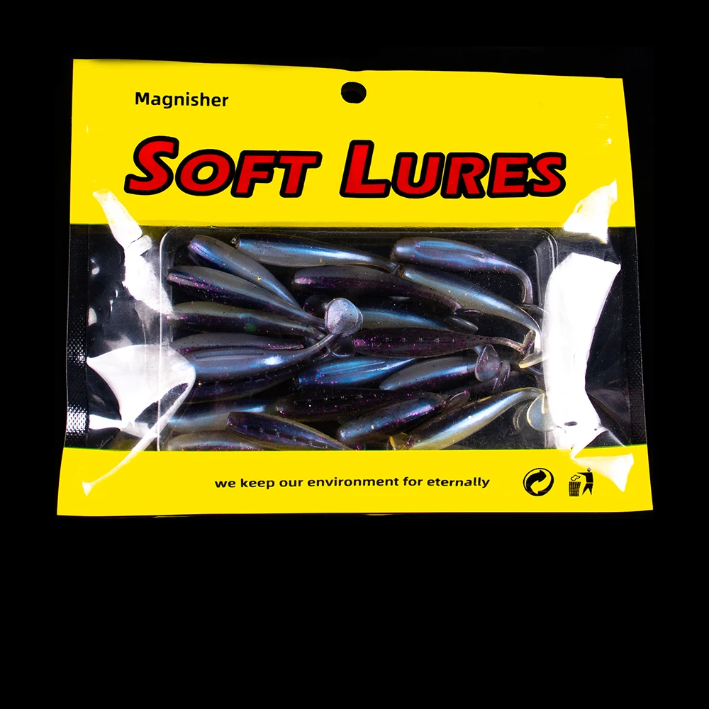 Magnisher 20 teile/beutel Weiche Köder Lockt 4,5 cm/5,5 cm T-schwanz Qualität Silikon Angeln Lockt Weiche Kunststoff paddel Schwanz Swimbait – Detail 16