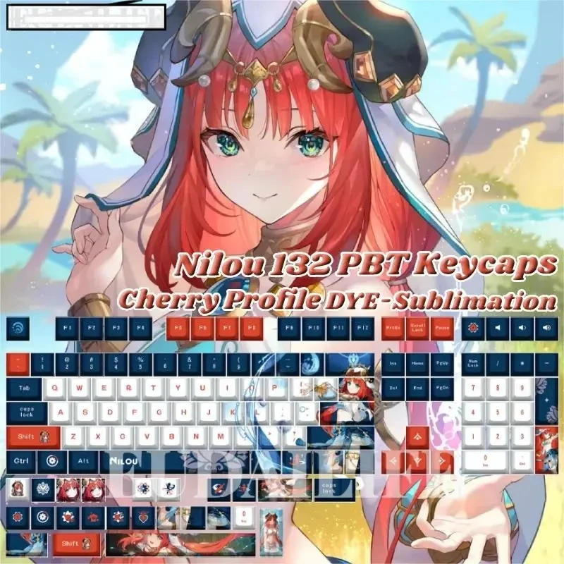 

Genshin Impact Nilou 132 Key Cover PBT DYE Sublimation Cherry MX Cross Axis Switch Keycap for Mechanical Keyboard Game Gift
