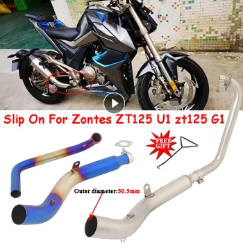 Full Motorcycle Exhaust Escape System Modified Catalyst Front Link Pipe 51mm Moto Muffler For Zontes ZT125 U1 zt125 G1 2021-2022