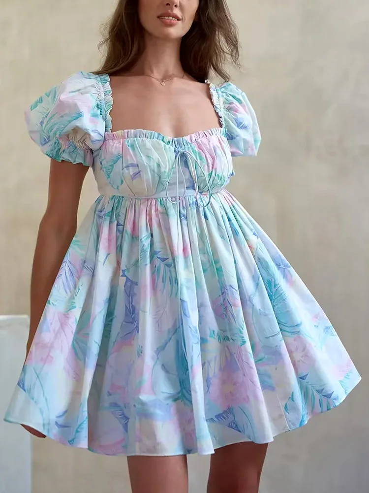 

Повседневное шикарное мини-платье GypsyLady с цветочным рисунком, летние синие сексуальные праздничные женские платья с открытой спиной и оборками для вечеринки