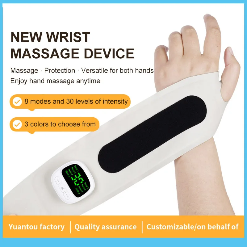 Electric Cordless Hand Wrist Massager 10 Mode Vibration Massage 29 Levels Massage Hands Rechargeable Wrist Brace Protector Wrap