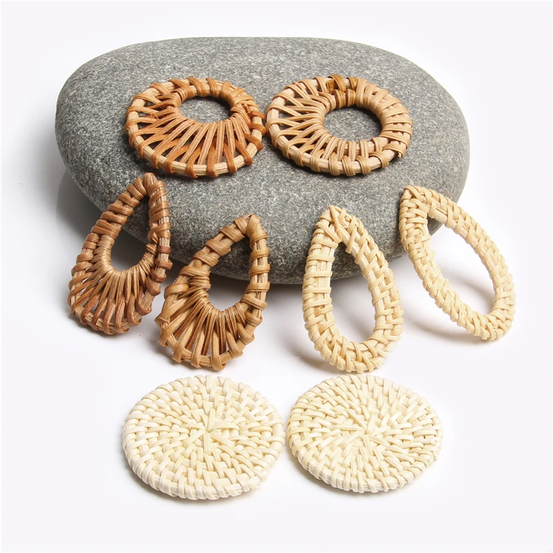 EarringAccessoriesHandmadeWoodenBambooBraidGeometricRattanWeave