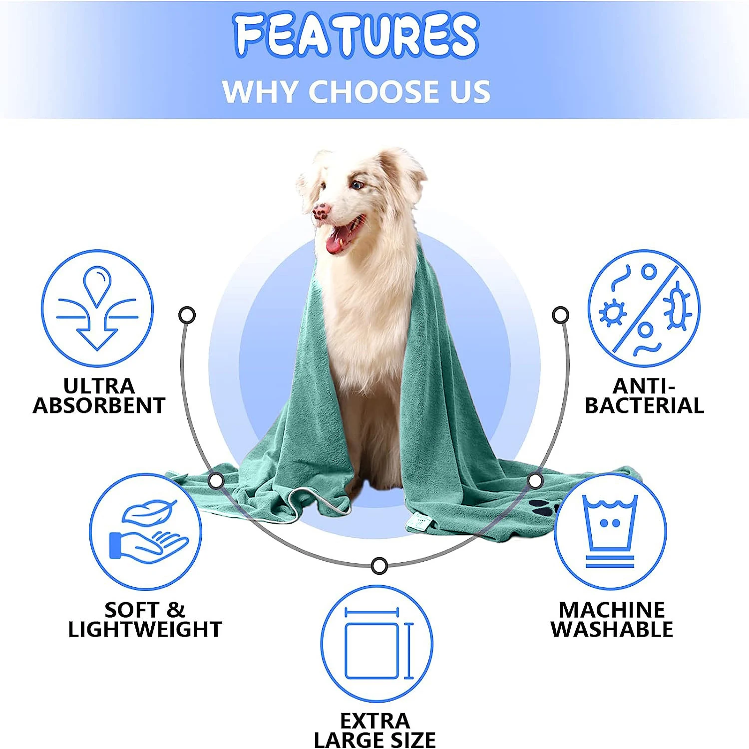 Pet Bath Towel Quick Drying Pet Dog And Cat Towels Water Absorbent Pet Wiping Cloth Shop Cleaning Towel Supplies