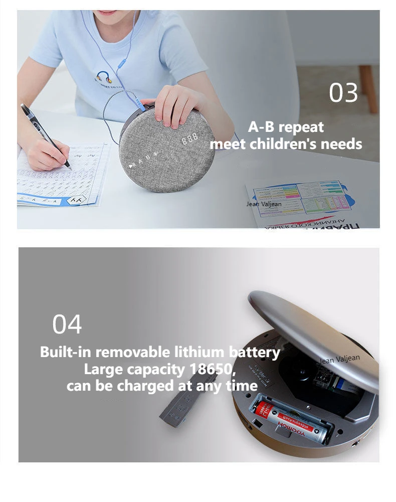 Portable Bluetooth CD Player with Speakers USB Remote Control