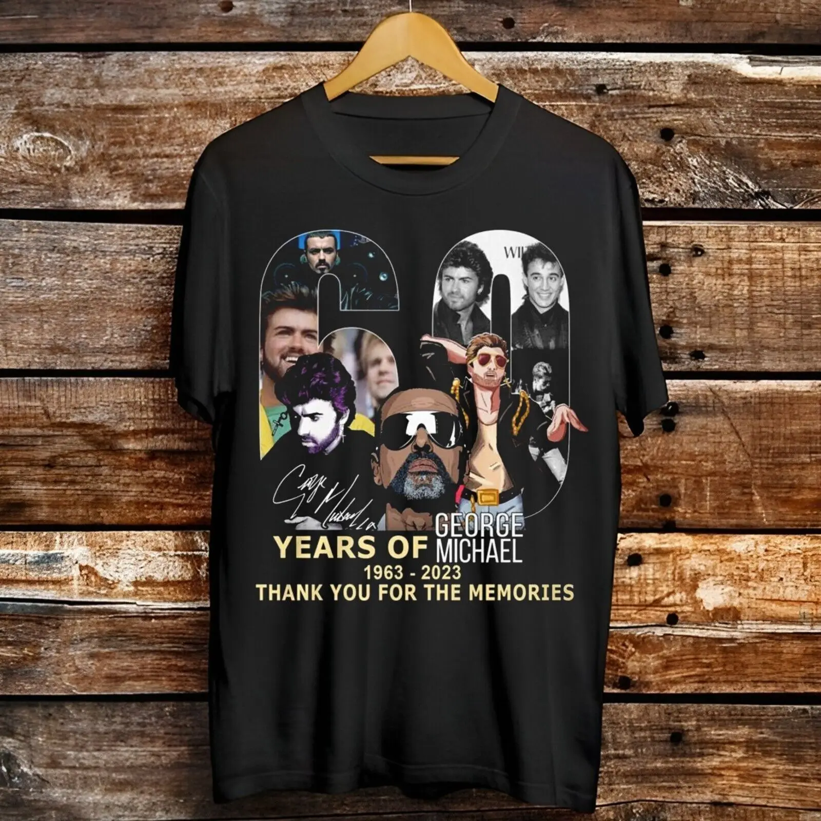 New George Michael 1963-2023 Grazie T-Shirt Nera In Cotone