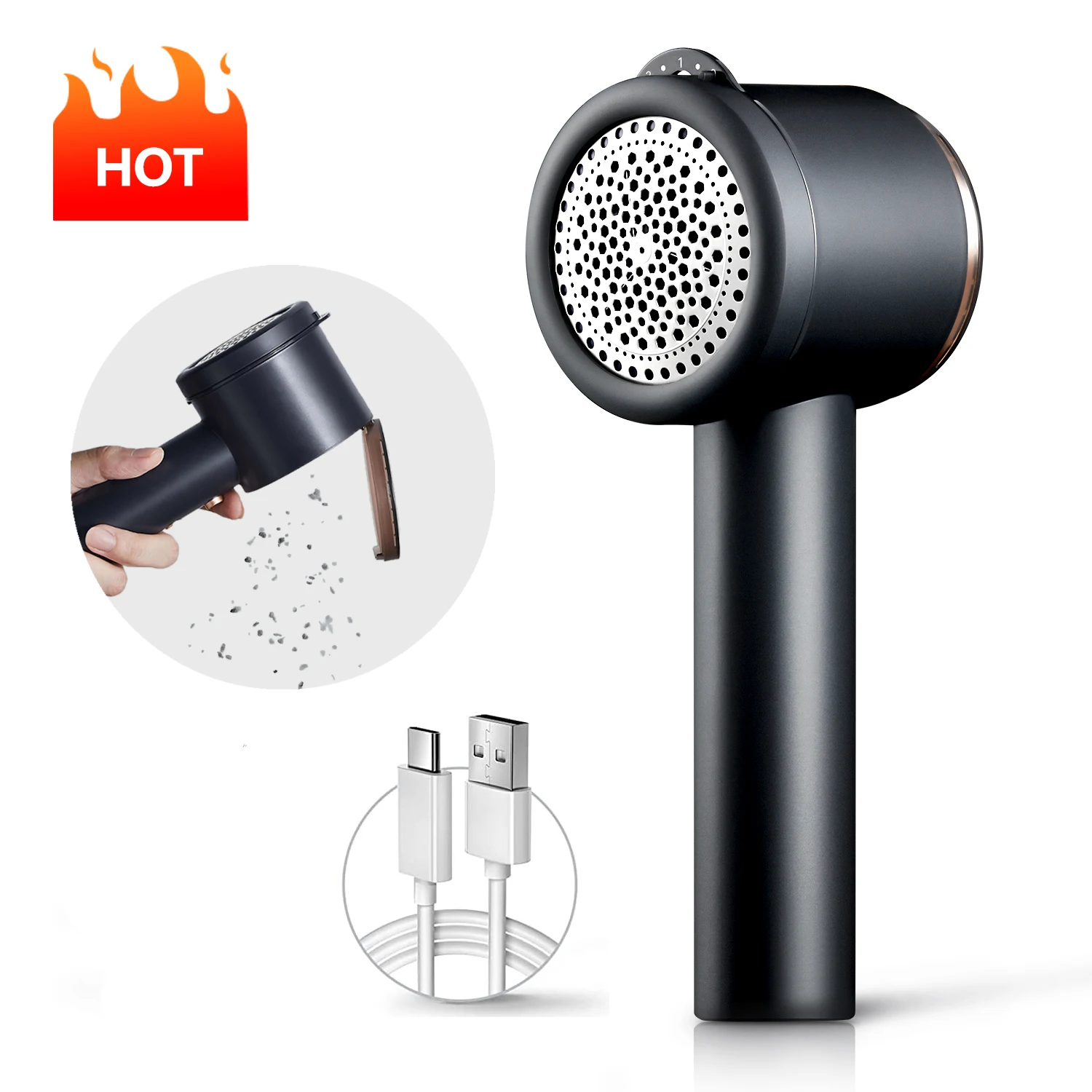 ZHIBAI Electric Lint Remover for Clothing Universal USB Clothes Fuzz Pellet 5-Speed Adjustment Charge Fabric Shaver Removes