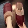 Autumn Winter New Thick Leather Cover Toe Warm Breathable Woman Couple Household Indoor Non-slip Waterproof Cotton Slippers Man 4