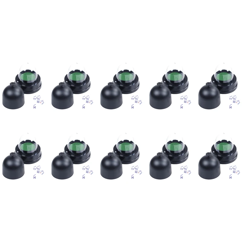 

10X Automatic Dice Roller Cup Battery Powered Pub Bar Party Game Play With 5 Dices Black