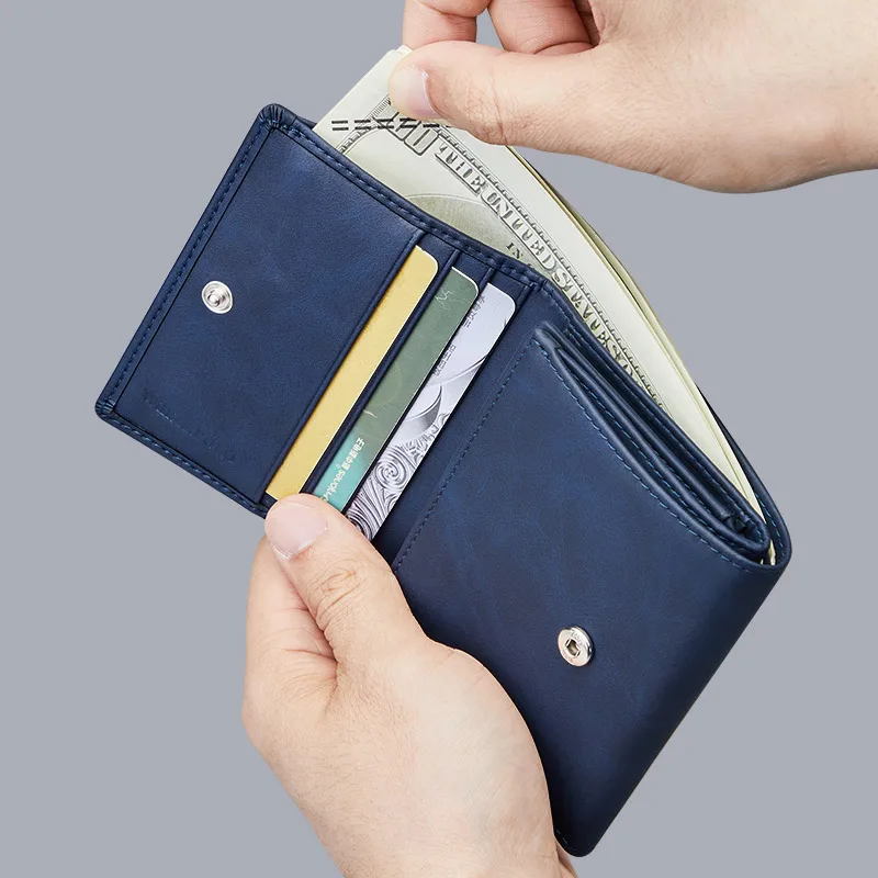 WILLIAMPOLO 2024 New Men's Wallet Leather Men's Anti THeft Wallet For Card Document Holder Side Purse Male Cool Purse Boy 6