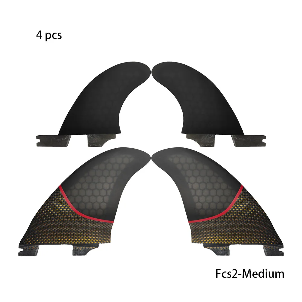 Surfboard Fins Set of 4.Quilha Fcs 2 Made of epoxy fiberglass and honeycomb Medium Can be used as 2 or 3 pieces