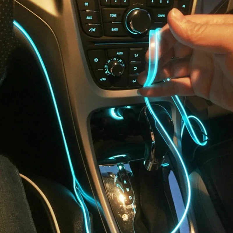 OKEEN 5M EL Draht Neon Auto Innen Beleuchtung Led Streifen Auto Atmosphäre  Umgebungs Licht Flexible Licht Seil Rohr Dekorative lampe - AliExpress